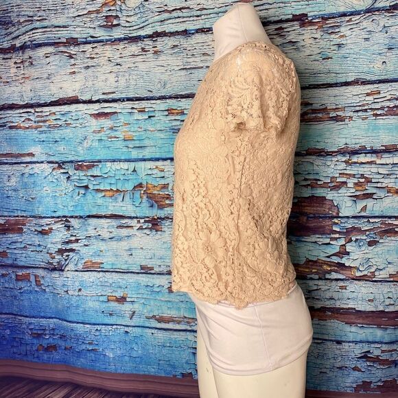 Lulu's Turn Back Time blush pink lace tiered top small - Picture 4 of 9